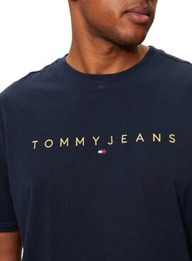 Camiseta Tommy Jeans Gold Linear azul marinho para homem