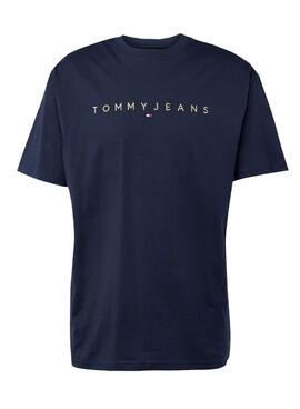 Camiseta Tommy Jeans Gold Linear azul marinho para homem