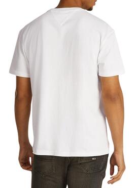 Camiseta Tommy Jeans Gold linear branca para homem