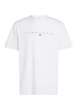 Camiseta Tommy Jeans Gold linear branca para homem