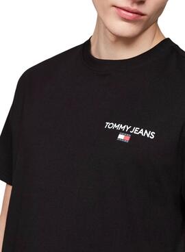 Camiseta Tommy Jeans Linear preta para homem