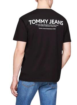 Camiseta Tommy Jeans Linear preta para homem