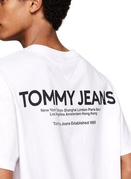 Camiseta Tommy Jeans Linear branca para homem