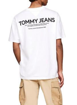 Camiseta Tommy Jeans Linear branca para homem