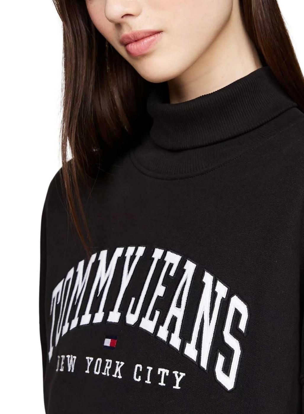 Vestido Tommy Jeans Varsity preto para mulher