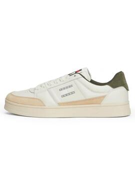 Sapatos Tommy Jeans Greenwich verde e branco para homens.