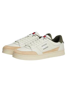 Sapatos Tommy Jeans Greenwich verde e branco para homens.