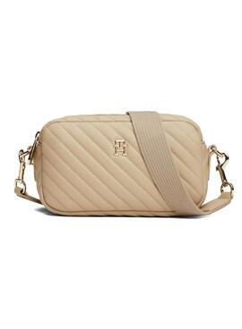 Bolsa Tommy Hilfiger Quilted Camera bege para mulher