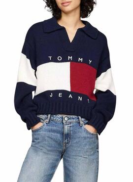 Camisola Tommy Jeans Rugby azul marinho para mulher