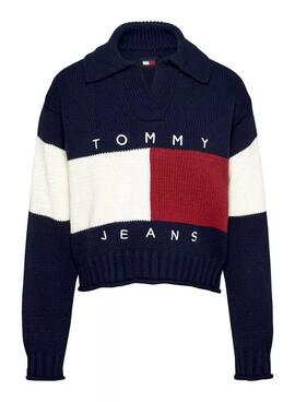 Camisola Tommy Jeans Rugby azul marinho para mulher