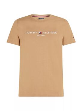 Camiseta Tommy Hilfiger básica em tom tostado para homem