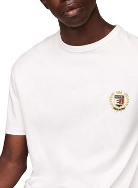 Camiseta Tommy Hilfiger Crest Flag branca para homem