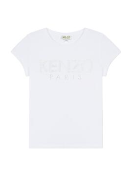 T-Shirt Kenzo Logo JG Branco para Menina