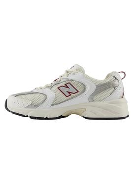 Sapatilhas New Balance 530 branco e grená para mulher