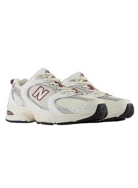 Sapatilhas New Balance 530 branco e grená para mulher