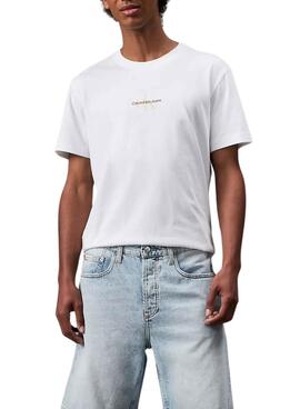 Camiseta Calvin Klein Jeans Monologo branca para homem