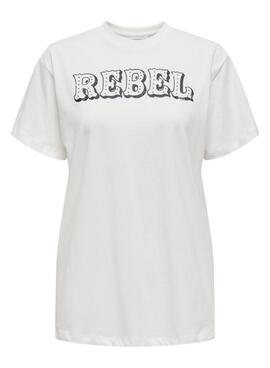 Camiseta Only Dolla rebel branca para mulher