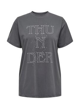 Camiseta Only Dolla thunder cinza para mulher