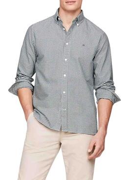 Camisa Tommy Hilfiger Gingham verde e branco para homem