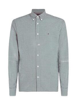 Camisa Tommy Hilfiger Gingham verde e branco para homem