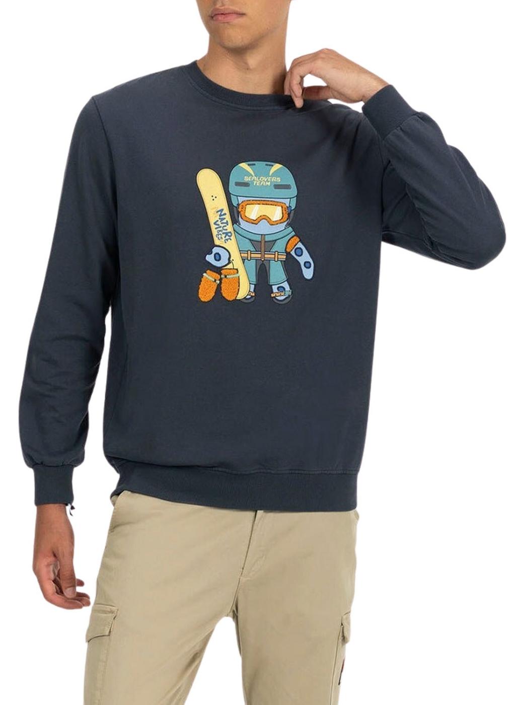 Sweatshirt El Pulpo Snowboard azul-marinho para homem.