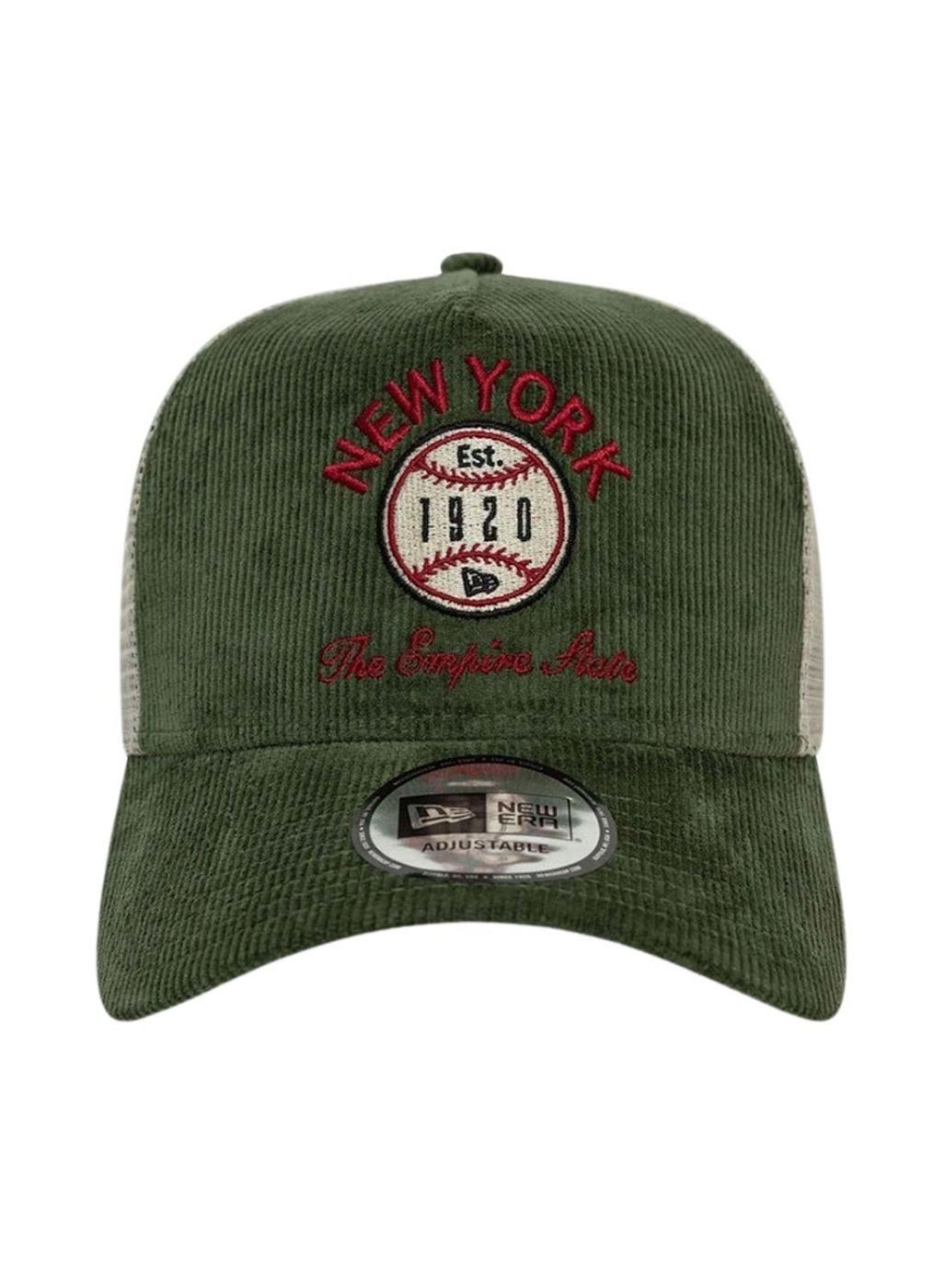 Boné New Era Cord Trucker verde para homem e mulher