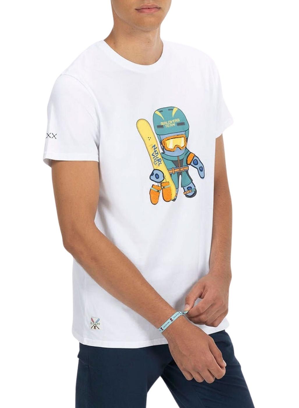 T-shirt El Pulpo Snowboard branco para homem