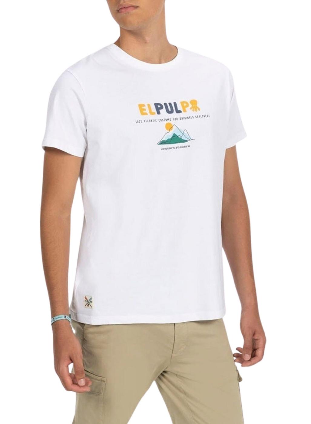 T-shirt El Pulpo Montanha branco para homem