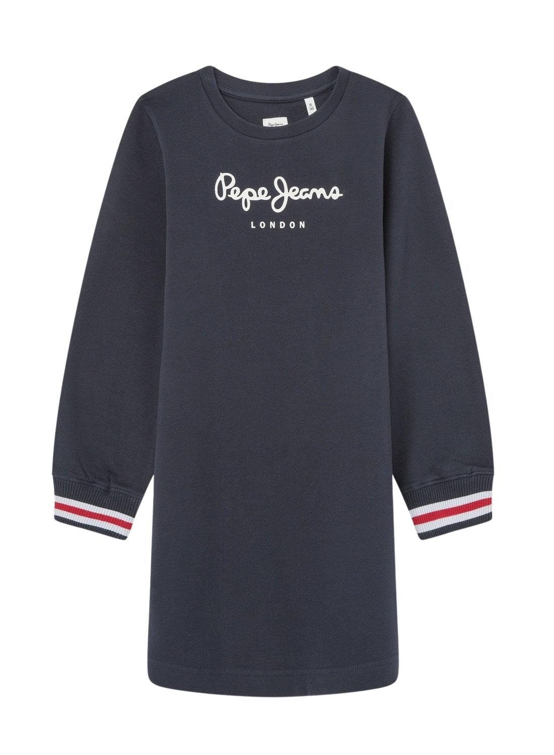 Vestido Pepe Jeans Tori de algodão marinho para menina