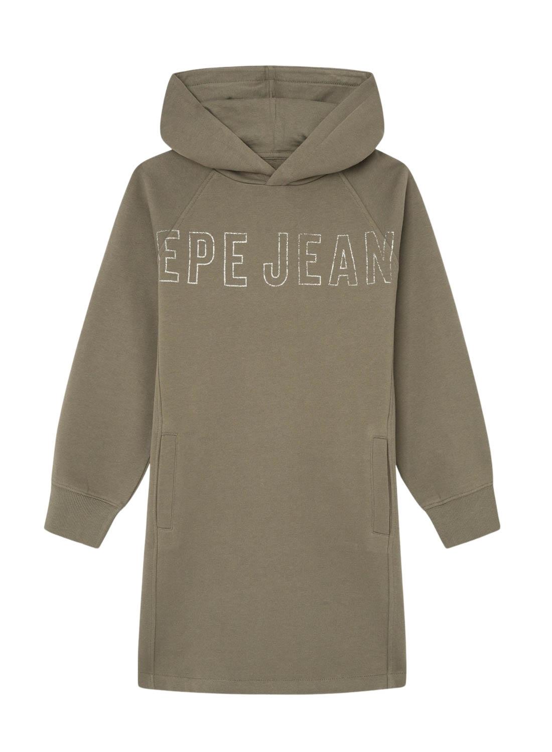 Vestido Pepe Jeans Tamara com capuz verde para menina