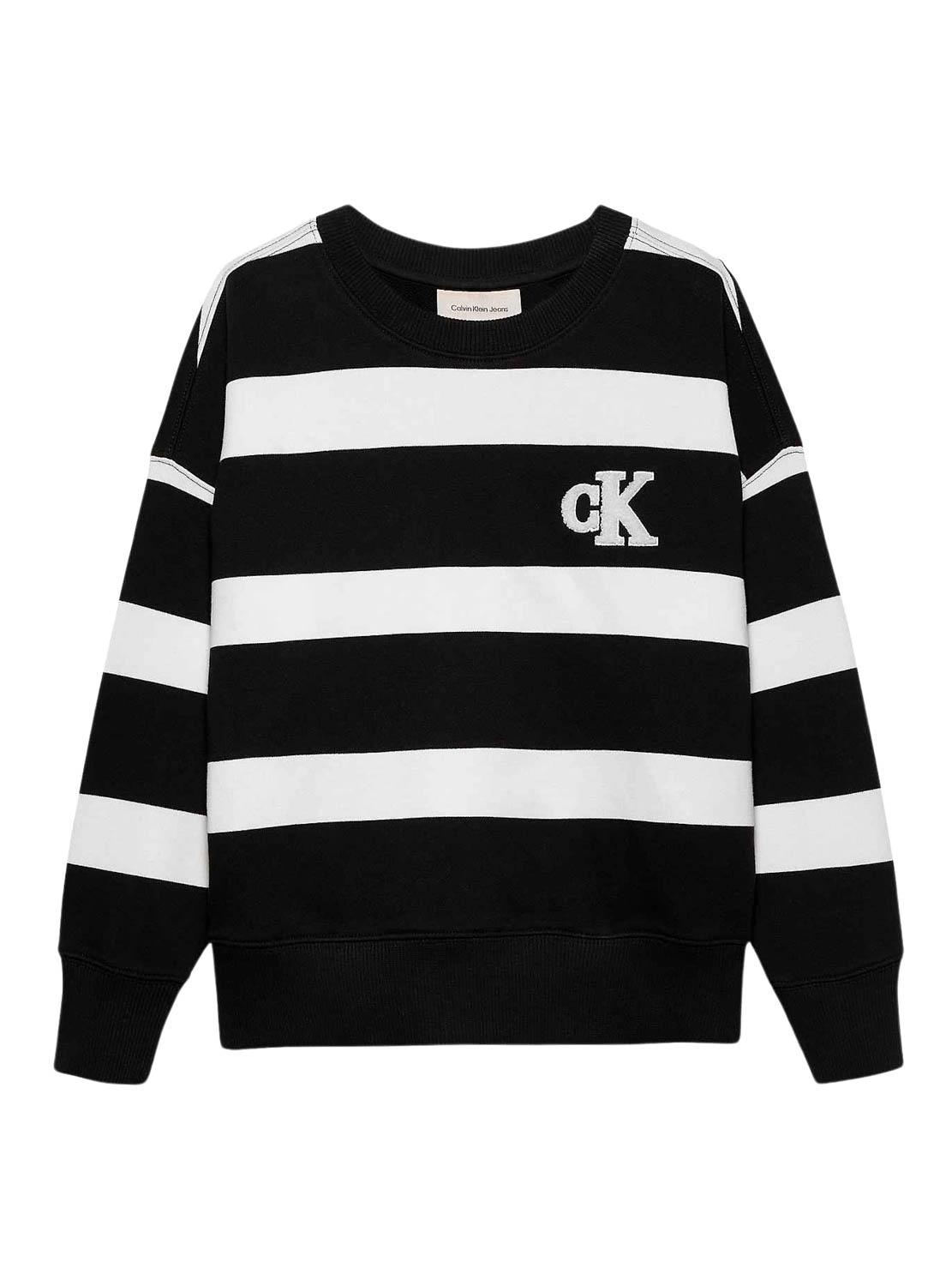 Moletom Calvin Klein Jeans listrado branco e preto