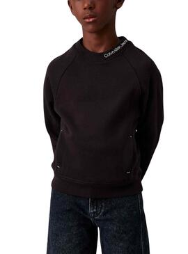 Moletom Calvin Klein Jeans Fleece preto para meninos