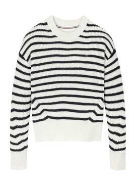 Jersey Tommy Hilfiger Stripe branco e azul-marinho