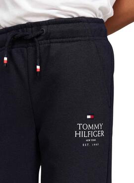 Calças jogger Tommy Hilfiger Puff azul-marinho para menino