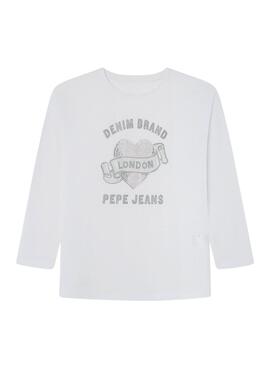 Camiseta Pepe Jeans Toral branca para menina