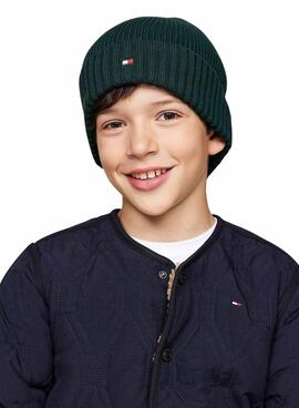 Gorro Tommy Hilfiger Small Flag verde para crianças