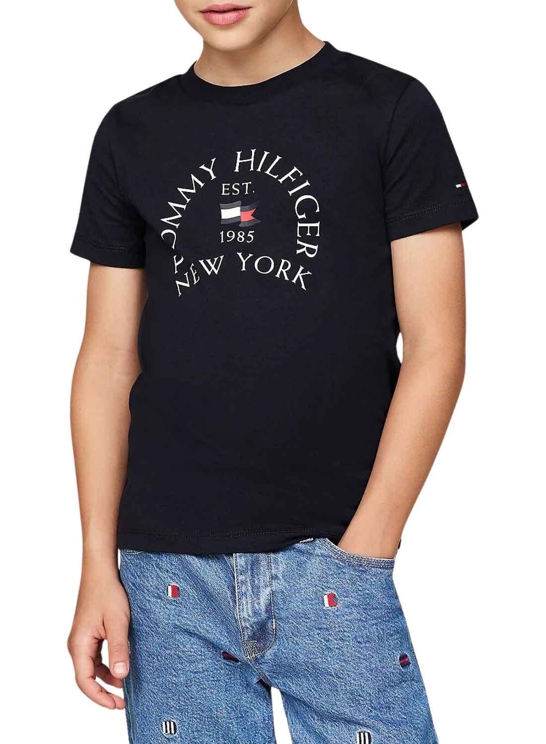 Camiseta Tommy Hilfiger Nautical azul marinho para meninos