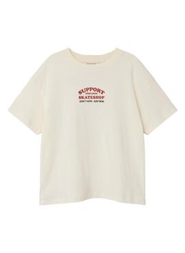 Camiseta Name It Lasso Mini skate branco quebrado