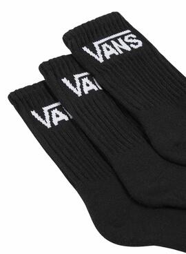 Meias Vans Crew básicas pretas para meninos e meninas