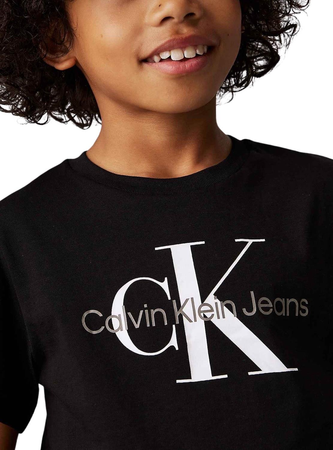 Camiseta Calvin Klein Monograma preta para crianças