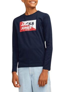 Camiseta Jack and Jones Nolan long azul para menino