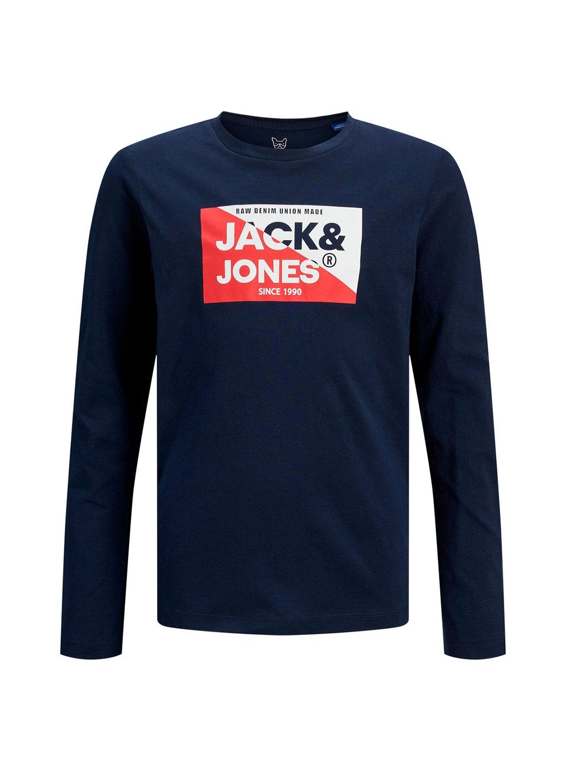 Camiseta Jack and Jones Nolan long azul para menino