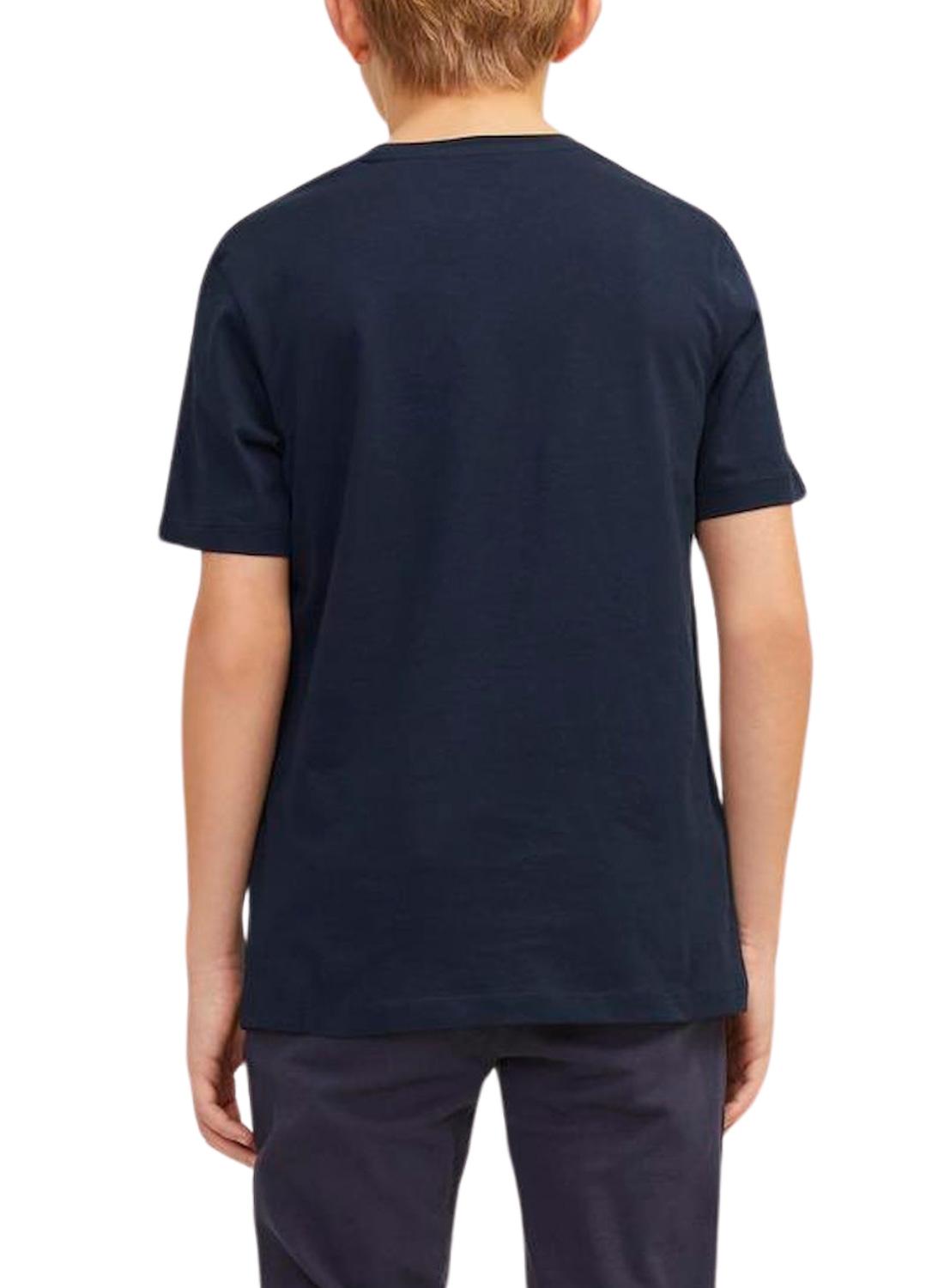 Camiseta Jack and Jones Logo azul marinho para menino