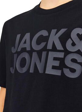 Camiseta Jack and Jones Corp logo preto para menino