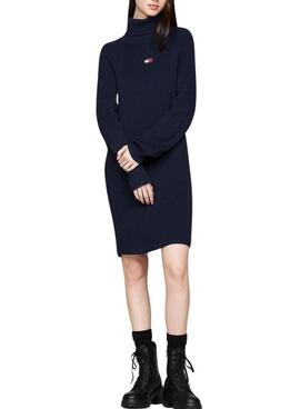 Vestido Tommy Jeans gola alta marinho para mulher.