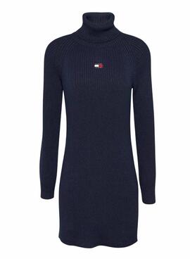 Vestido Tommy Jeans gola alta marinho para mulher.