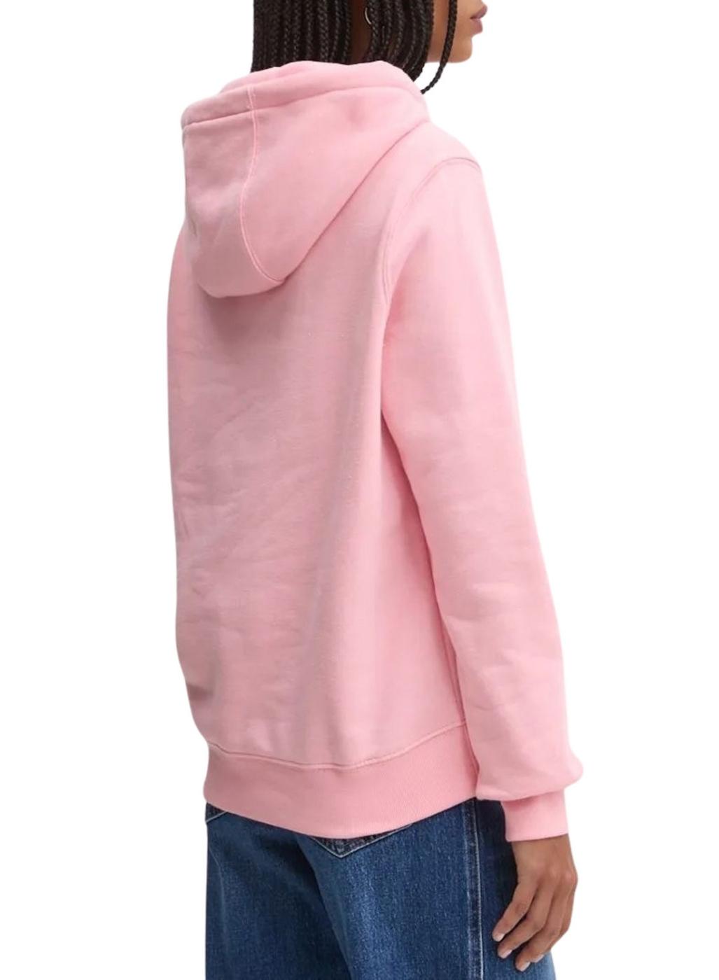 Moleton Tommy Jeans Flag Regular rosa com capuz para mulher