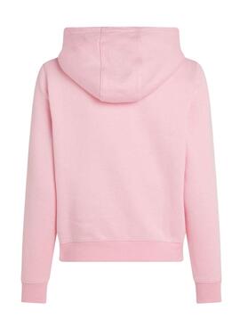 Moleton Tommy Jeans Flag Regular rosa com capuz para mulher