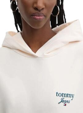 Moletom Tommy Jeans Luxe Oversize bege para mulher