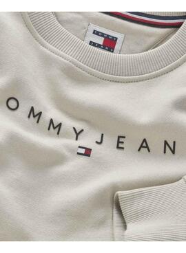 Moletom Tommy Jeans Linear bege para mulher